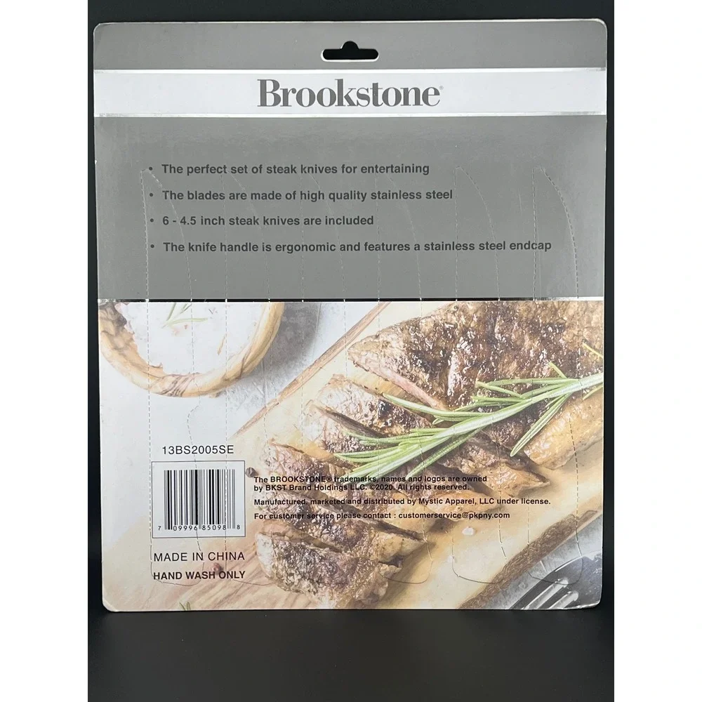 Brookstone Set of 6 Steak Knives Stainless‎ Steel 4.5 Inch Serrated NEW